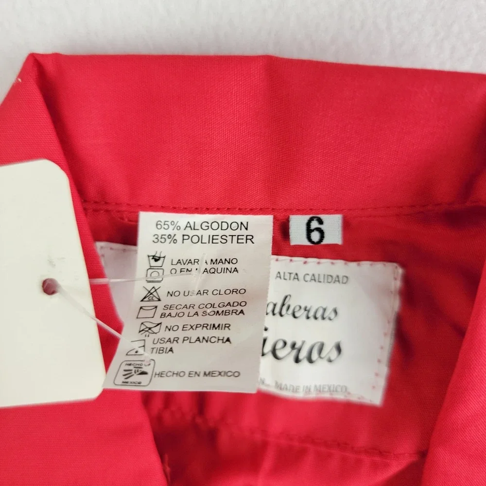 Guayaberas Güeros Kids Red Short Sleeve Embroidered Mexican Wedding Shirt Size 6